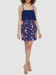 $299 Aidan Mattox Women's Blue Embroidered Sleeveless Sheath Dress Size 6
