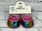 BRAND NEW W/Tags Build a Bear BAB Rainbow Sparkle Shoes Slippers Flats Slip