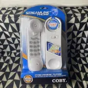 Coby CT-P260 Streamline Phone Lighted Key Pad White Desk Wall Mount Corded New