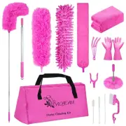 15PCS Microfiber Feather Duster Set Bendable & Washable with 100-inch Extensi...
