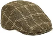 [Generic] Plaid Newsboy Flat Cap - Single Panel Cotton Fitted Hat for Men，Retro Plaid Casual Versatile Forward hat Beret