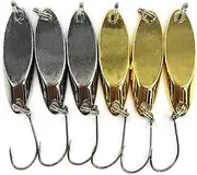 6Pcs Hard Fishing Lures Spoon Lures Gold Silver Metal Fishing Lure with Sharp Hooks Fishing Tackle Lure for Huge Distance Casts and Wild Action 2 g Multicolor488 2 g x 6