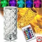 LED Crystal Table Lamp Diamond Rose Night Light Touch Atmosphere Bedside Bar USA
