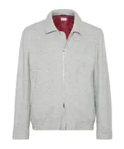 Brunello Cucinelli Long-Sleeved Zip-Up Herringbone Jacket IT50,IT54 pearlescent gray