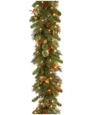 National Tree Company 9ft Wintry Pine Garland with Cones Red Berries