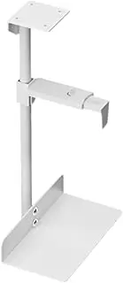 Ronyme Under Desk PC Mount Bracket Adjustable Easy Installation 360 Degree Swivel Universal Rack Heavy Duty Computer Case Holder, White