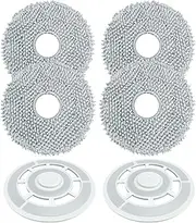 Mop Cloth Pad With Bracket Compatible for Roborock Q Revo/P10 Robotic Vacuum Cleaner Accessories Kit Replacement Parts, 4 Microfiber Mopping Pad+2 Mop Cloth Bracket