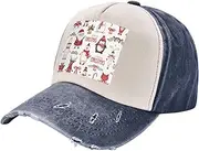 [JBYJBX] Christmas Santa Claus Print Vintage Style Washed Baseball Cap Adjustable Dad Hats with Classic Brim Unisex Hat, Navy Blue, One Size