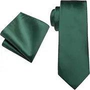 [Jenson Samuel] Shirts Mens Formal Premium Tie Hanky 100% Silk Set Striped Paisley Wedding Pocket Square/Handkercief & Tie Sets, Emerald, One size