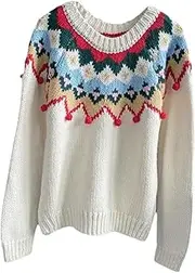 [yuksok] Christmas Sweater Knitwear Jumper Tops Pullover Casual Crew Neck Women Sweater