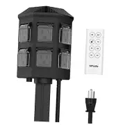 Outdoor Power Stake Timer, 100FT Remote Control, Dusk to Dawn Christmas Light