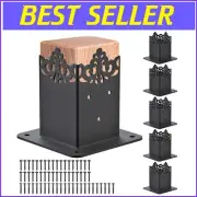 4x4 Post Base Bracket Set - 6PCS Heavy-Duty, Rust-Resistant with Drainage Holes