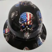 full brim hard hat custom hydro dipped IN AMERICAN FOREVER TILL DEATH ☠ NEW