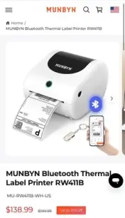 MUNBYN Bluetooth Thermal Label Printer RW411B
