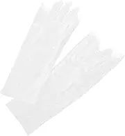 [DEARMAMY] 1 Pair Women Long Gloves Lace Gloves Tulle Dress Gloves White Formal Sheer Glove