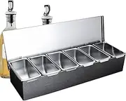 Seasoning Box,Stainless Seasoning Storage Box | 6-Grid Airtight Organizer With Lid For Salt Sugar Pepper Snacks Tea Coffee