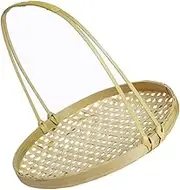 1Pc Handmade Bamboo Woven Basket Rustic Countryside Style Storage Container for Fruits Desserts and Organizing for Weddings Parties and Home