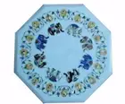 12" Semi Precious Stones Marble Inlay Side End Table Top