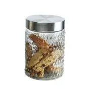 Circleware - Flicker Hobnail Embossed Glass Canister 1.2Ltr with Silver Finish L