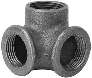 Hyuduo 5pcs Side Outlet Elbow DEG 90° Black Malleable Iron Pipe Fitting Connector, Used As Water Pipe Fitting, DIY Accessories for Furniture, with Precision Threads, for Bookshelf (DN25 (1 inch))