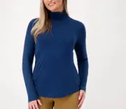 Susan Graver Weekend Essentials Cool Touch Mock Neck Tunic Iron Blue Lar A517445