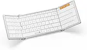 ProtoArc Foldable Bluetooth Keyboard, XK01 Folding Wireless Portable Keyboard with Number Pad, Full-Size Travel Keyboard for Windows iOS Android Tablet PC Smartphone, Sync Up to 3 Device, White Silver