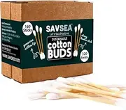 SAVSEA Bamboo Cotton Earbuds/Swabs Q Tips 160 Stems / 320 Swabs