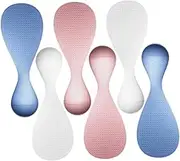 Gatuida 6pcs Standing Rice Spatula Set Non Stick Heat Resistant Kitchen Utensils for Rice Mashed Potatoes More Space Saving Design White Blue Pink