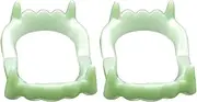 2Pcs Green Vampire Teeth Fangs Glow in The Dark Plastic Fake Vampire Teeth Kids Sharp Teeth Halloween Decorative Luminous Dentures