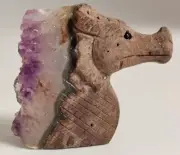Natural Crystal Cluster Quartz Mineral Sample, Hand Carved dragon Amethyst