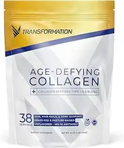 Grass-Fed Hydrolyzed Collagen Peptides Powder | Multi Types 1 & 3 | Pure Bovine Source | Keto Friendly | Hair, Skin, Nails | 16oz Unflavored Supplement by Transformation Protein