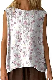 [Generic] Vintage Floral Print Vest for Women Timeless Color Changing Sequin Top