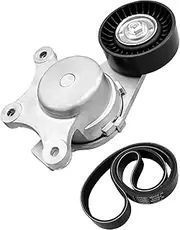 HUQUZN Serpentine Drive Belt Tensioner Kit Fit for Ford Edge Explorer Flex Taurus X Lincoln MKS MKT MKX MKZ Mazda 2007-2019 Replace 38485 6PK1140 1060450 11010367 11030051 19253844