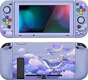 PlayVital ZealProtect Soft Protective Case for Nintendo Switch, Flexible Cover Protector for Switch with Tempered Glass Screen Protector & Thumb Grips & ABXY Direction Button Caps - Whale in Dream