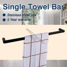 Matt Black Single Towel Rack 600mm Stainless Steel 304 Rail Wall Mount Bathroom