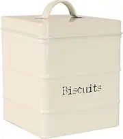 Metal Biscuit Canister with Lid, (Ivory), by Home Basics | Storage Canister for Biscuits and Other Baked Goods | Vintage-Styled Canister for Kitchen Counter