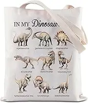 ZJXHPO Dinosaur Tote Bag In My Dinosaur Era Reusable Grocery Shopping Bag Dinosaur Lover Gift Paleontology Handbag