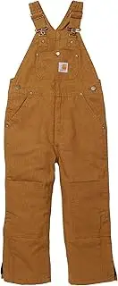 Little Boys' Washed Duck Bib Overall Quilt Lined, Carhartt Brown, 6