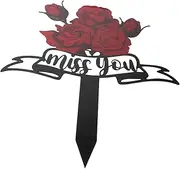 INOOMP Pet Memorial Stake: Large Cemetery Decorations for Grave Memorial Grave Markers Metal Remembrance Stake Markers for Human Cemetery Red