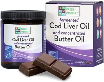 Green Pasture Butter Oil/Fermented Cod Liver Oil Blended Gel - 6.4 oz.- (Chocola