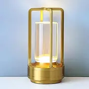 Youngly Modern LED Table Lamp USB Rechargeable Lamp Dimmable Bar ​Cordless Night Light (Gold)