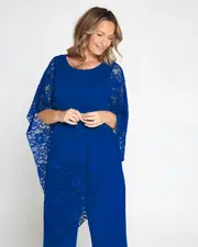 Eliza Lace Overlay Top - Royal