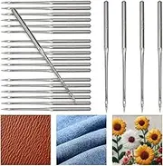 DELORIGIN 120pcs 110/18 Iron Heavy Duty Sewing Machine Needles, Industrial Sewing Machine Needles Sets, Home Sewing Machine Needles for Embroidery Leather Jeans Thick Fabric Leather Canvas
