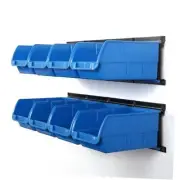 8-Bin Storage Bins Garage Rack System 2-Tier Orange Tool 8Bins+2Rails Blue