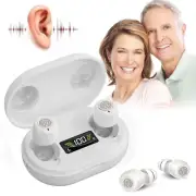 Senior Hear Loss Hearing Aids Rechargeable Noise Cancelling Amplifiers White