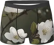 [QMNEHJ] White Flowers Spring Men's Boxer Briefs Breathable Stretch Underwear Moisture-Wicking Trunks for Men