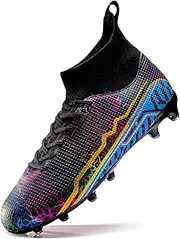[XGHRIAN] Soccer Cleats Mens Football Cleats Professional Soccer Shoes High-Tops Non-Slip Spikes for Big Boys Wide Training Sneaker, Black, 8.5