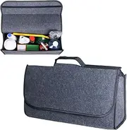 Car Trunk Organizer Bag, Felt Cloth Folding Automotive Trunk Container, Space-Saving Vehicle Storage Solution, Portable Accessories Holder With Handle For Truck, RV, And Sedan