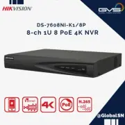 HIKVISION NVR 8CH 8 POE 4K CCTV Network Video Recorder DS-7608NI-K1/8P