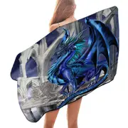 Nightfall Cool Purplish Dragon Microfiber Beach Towel